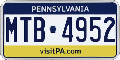 PA license plate MTB4952