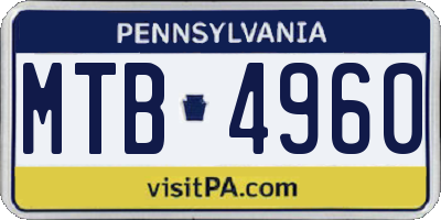PA license plate MTB4960