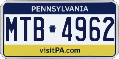 PA license plate MTB4962