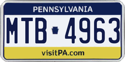 PA license plate MTB4963