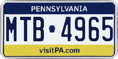 PA license plate MTB4965