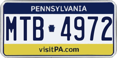 PA license plate MTB4972