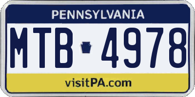PA license plate MTB4978