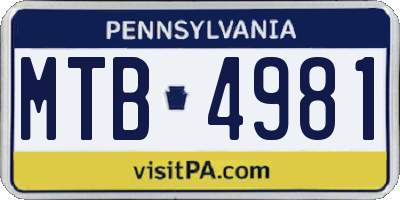 PA license plate MTB4981