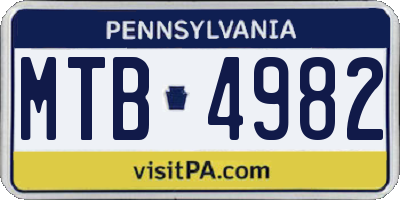 PA license plate MTB4982