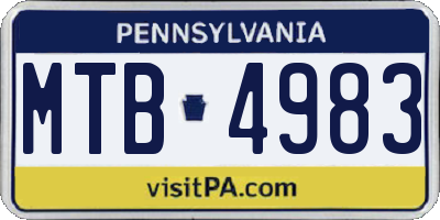 PA license plate MTB4983