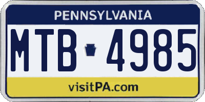 PA license plate MTB4985