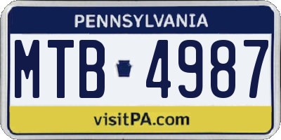 PA license plate MTB4987