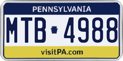 PA license plate MTB4988