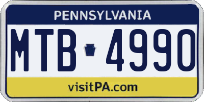PA license plate MTB4990