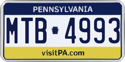 PA license plate MTB4993