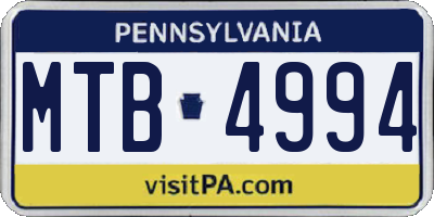 PA license plate MTB4994