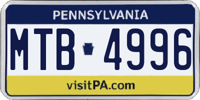 PA license plate MTB4996