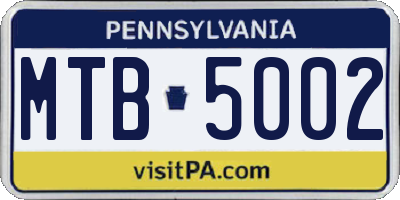 PA license plate MTB5002