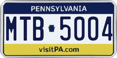 PA license plate MTB5004