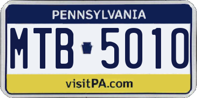 PA license plate MTB5010