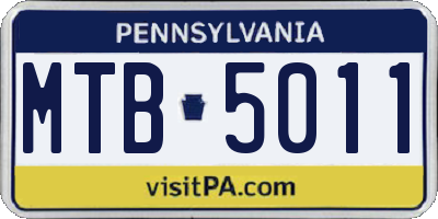 PA license plate MTB5011
