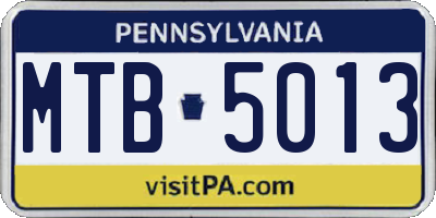 PA license plate MTB5013