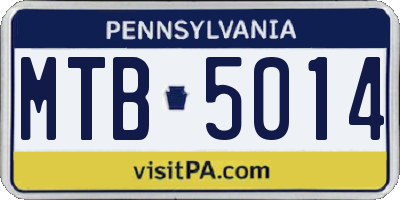PA license plate MTB5014