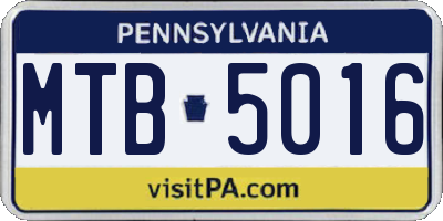 PA license plate MTB5016
