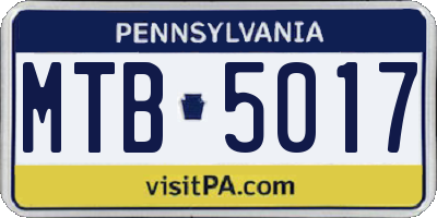 PA license plate MTB5017