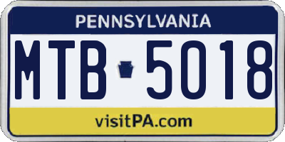PA license plate MTB5018