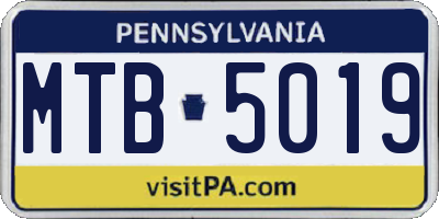 PA license plate MTB5019
