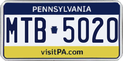 PA license plate MTB5020