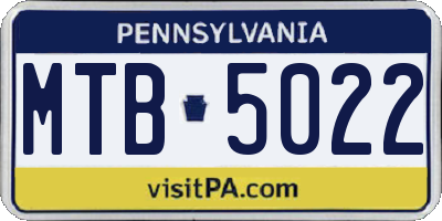 PA license plate MTB5022