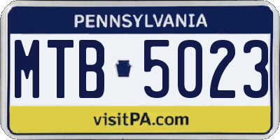PA license plate MTB5023