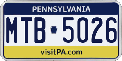 PA license plate MTB5026