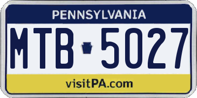 PA license plate MTB5027