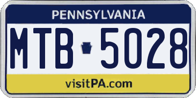 PA license plate MTB5028