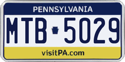 PA license plate MTB5029