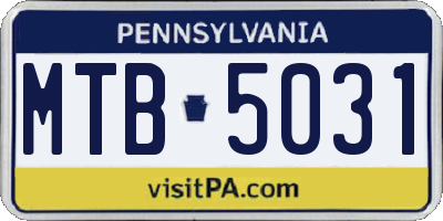 PA license plate MTB5031
