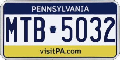 PA license plate MTB5032