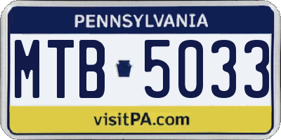 PA license plate MTB5033