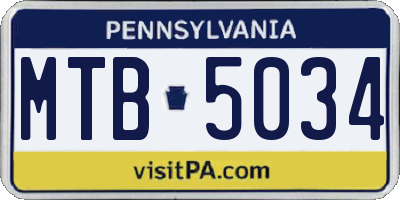 PA license plate MTB5034