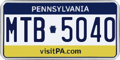 PA license plate MTB5040