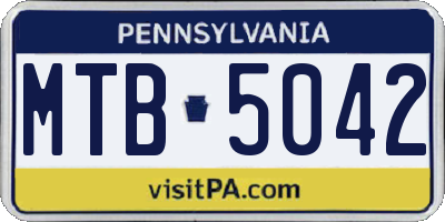 PA license plate MTB5042