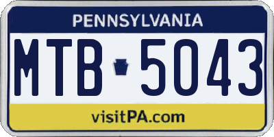 PA license plate MTB5043