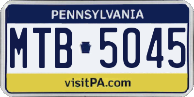 PA license plate MTB5045