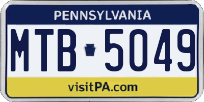 PA license plate MTB5049
