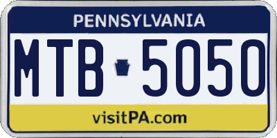 PA license plate MTB5050