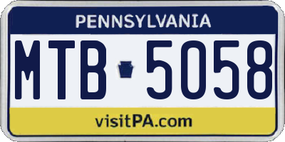 PA license plate MTB5058