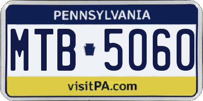 PA license plate MTB5060