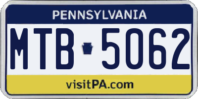 PA license plate MTB5062