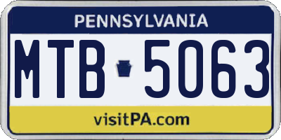 PA license plate MTB5063