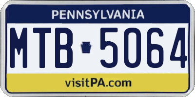 PA license plate MTB5064