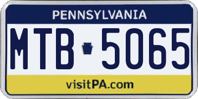 PA license plate MTB5065